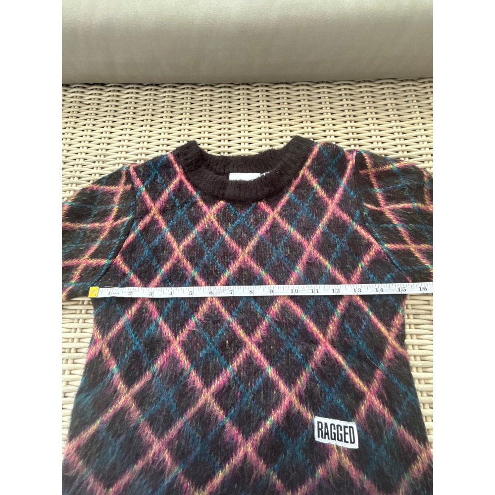 RAGGED Priest Cropped Argyle Sweater Medium grunge eclectic grandpa layered - Picture 9 of 10
